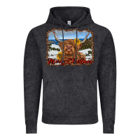 Vintage Black merry christmas highland cow with farm Vintage Hoodie - RanaPortraitStore