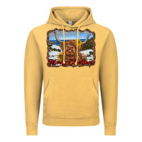 Vintage Mustard merry christmas highland cow with farm Vintage Hoodie - RanaPortraitStore