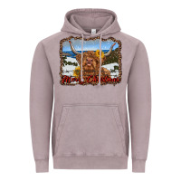 Vintage Zinc merry christmas highland cow with farm Vintage Hoodie - RanaPortraitStore