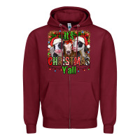Burgundy it's christmas y'all heifers Zipper Hoodie - Jasminsmagicworld