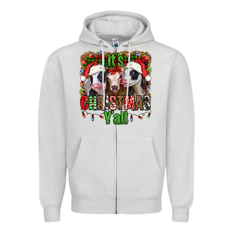It's Christmas Y'all Heifers Zipper Hoodie by Jasminsmagicworld | Teevron