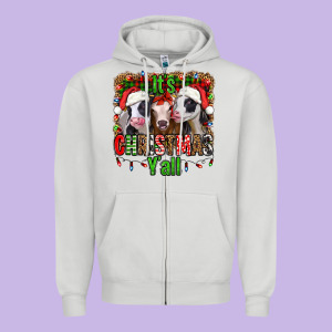 It's Christmas Y'all Heifers Zipper Hoodie Designed By Jasminsmagicworld