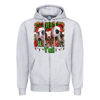 Heather Grey it's christmas y'all heifers Zipper Hoodie - Jasminsmagicworld