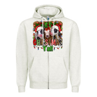 Oatmeal Heather it's christmas y'all heifers Zipper Hoodie - Jasminsmagicworld