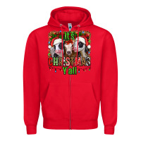 Red it's christmas y'all heifers Zipper Hoodie - Jasminsmagicworld