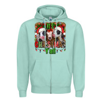 Seafoam it's christmas y'all heifers Zipper Hoodie - Jasminsmagicworld