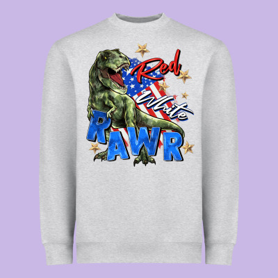 Red White Rawr Heavyweight Sweatshirt Designed By Zillion Design Studio