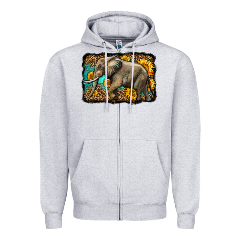 Western Sunflowers Elephant Zipper Hoodie by LillyAllenDesigns | Teevron