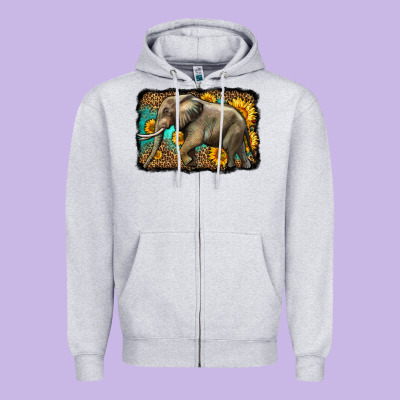 Western Sunflowers Elephant Zipper Hoodie Designed By Lillyallendesigns