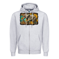 Heather Grey western sunflowers elephant Zipper Hoodie - LillyAllenDesigns