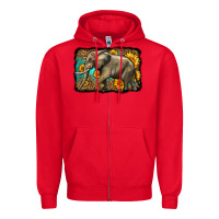 Red western sunflowers elephant Zipper Hoodie - LillyAllenDesigns