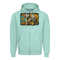 Seafoam western sunflowers elephant Zipper Hoodie - LillyAllenDesigns