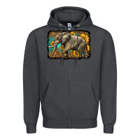Smoke western sunflowers elephant Zipper Hoodie - LillyAllenDesigns