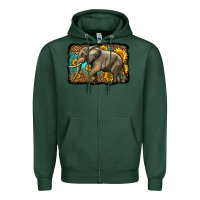 Sports Green western sunflowers elephant Zipper Hoodie - LillyAllenDesigns