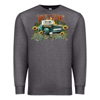Charcoal Heather i got a heart like a truck western sunflower Premium Sweatshirt - NancyCooperArtShop