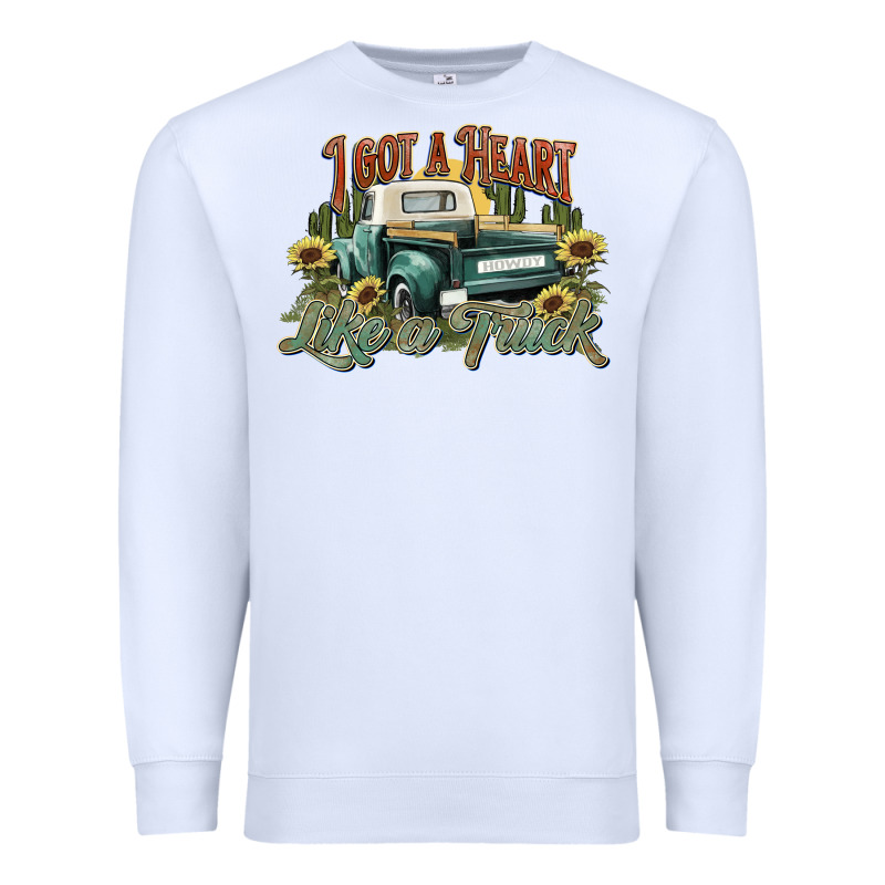 I Got A Heart Like A Truck Western Sunflower Premium Sweatshirt by NancyCooperArtShop | Teevron