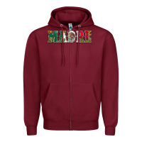 Burgundy mexican flag madre Zipper Hoodie - Jasminsmagicworld