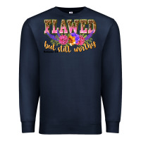 Navy flawed but still worthy romans 5 8 Premium Sweatshirt - NancyCooperArtShop