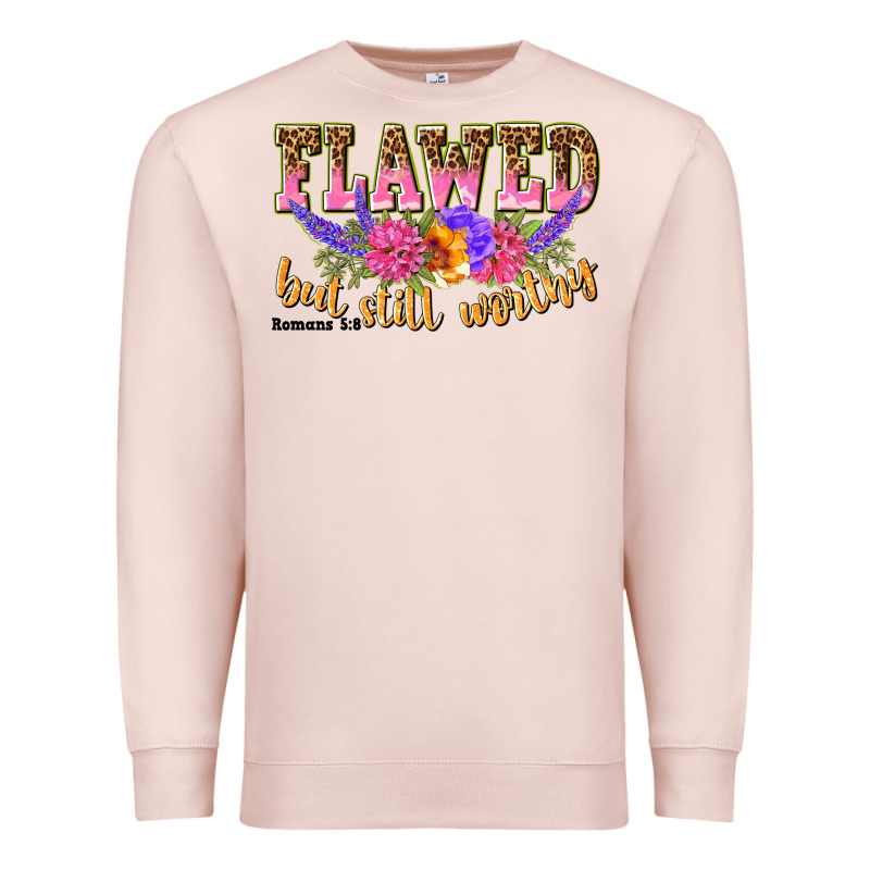 Flawed But Still Worthy Romans 5 8 Premium Sweatshirt by NancyCooperArtShop | Teevron