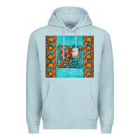 Blue Mist Western Fall Cow Mama Premium Hoodie - LillyAllenDesigns
