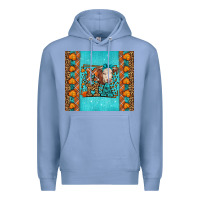 Colony Blue Western Fall Cow Mama Premium Hoodie - LillyAllenDesigns