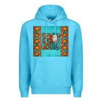 Ocean Blue Western Fall Cow Mama Premium Hoodie - LillyAllenDesigns