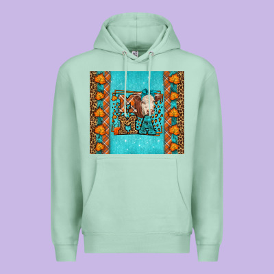 Western Fall Cow Mama Premium Hoodie Designed By Lillyallendesigns