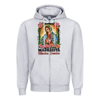 Heather Grey madrecita muchas gracias lady of Guadalupe Zipper Hoodie - BarkalooDesign