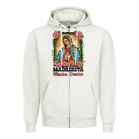 Oatmeal Heather madrecita muchas gracias lady of Guadalupe Zipper Hoodie - BarkalooDesign