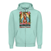 Seafoam madrecita muchas gracias lady of Guadalupe Zipper Hoodie - BarkalooDesign
