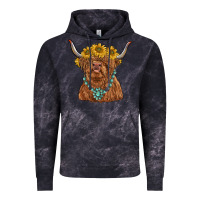 Cloud Black highland cow with sunflower and gemstone Vintage Hoodie - RanaPortraitStore