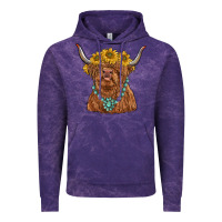 Cloud Purple highland cow with sunflower and gemstone Vintage Hoodie - RanaPortraitStore