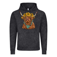 Vintage Black highland cow with sunflower and gemstone Vintage Hoodie - RanaPortraitStore