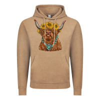 Vintage Coffee highland cow with sunflower and gemstone Vintage Hoodie - RanaPortraitStore