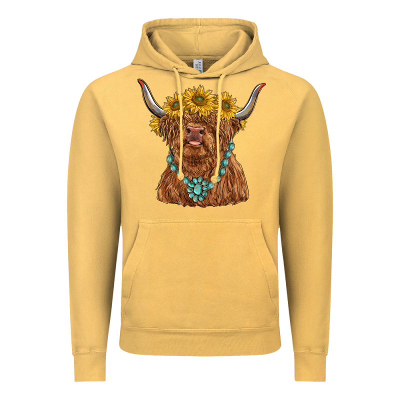 Highland Cow With Sunflower And Gemstone Vintage Hoodie by RanaPortraitStore | Teevron