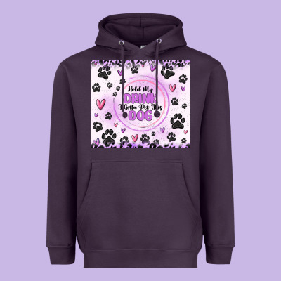 Hold My Drink I Gotta Pet This Dog Heavyweight Hoodie Designed By Maliassmallbusiness