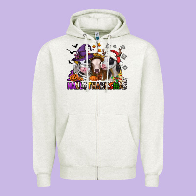 Hallothanksmas Heifers Zipper Hoodie Designed By Jasminsmagicworld