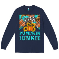 Navy pumpkin junkie Long Sleeve Tee - Artiststas