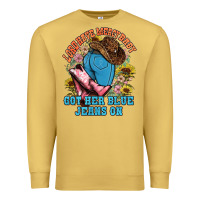 Antique Gold lord have mercy baby got her blue jeans on Premium Sweatshirt - NancyCooperArtShop