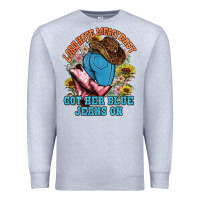 Heather Grey lord have mercy baby got her blue jeans on Premium Sweatshirt - NancyCooperArtShop