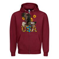 Burgundy Western Usa Eagle Zipper Hoodie - LillyAllenDesigns