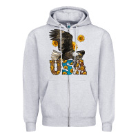 Heather Grey Western Usa Eagle Zipper Hoodie - LillyAllenDesigns