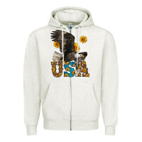 Oatmeal Heather Western Usa Eagle Zipper Hoodie - LillyAllenDesigns