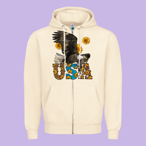 Western Usa Eagle Zipper Hoodie Designed By Lillyallendesigns