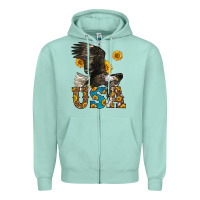 Seafoam Western Usa Eagle Zipper Hoodie - LillyAllenDesigns