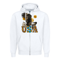 White Western Usa Eagle Zipper Hoodie - LillyAllenDesigns