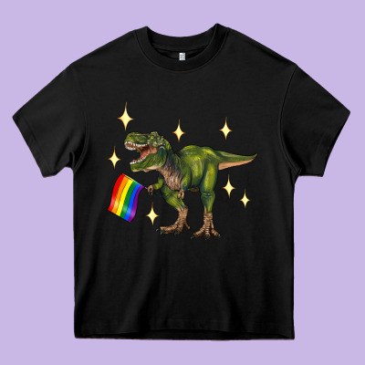 Lgbtq+  T Rex Heavy Core Tee Designed By Artiststas