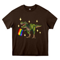 Chocolate Brown lgbtq+  t rex Heavy Core Tee - Artiststas