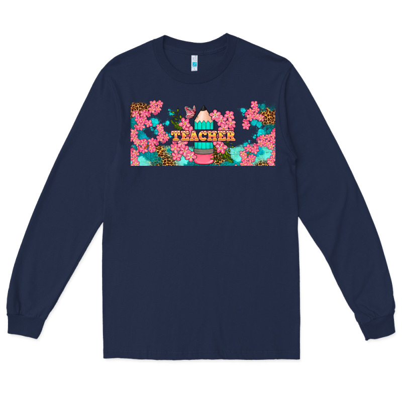 Teacher Floral Pencil Libbey Glass Long Sleeve Tee by BundleAndBundleShop | Teevron