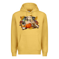 Antique Gold Fall Barn Owl Premium Hoodie - LillyAllenDesigns